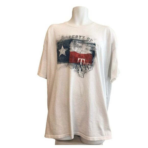 Property of Texas Men's 2XL TShirt Red White Blue Texas Flag Shirt Heavy Cotton - Picture 1 of 5